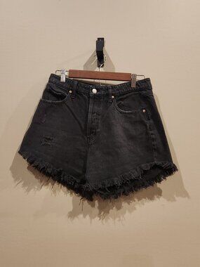 Wild Fable Black Denim Shorts Size 10 High Rise Raw Frayed Hem